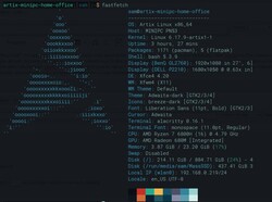 Artix ofrece a los usuarios un control total sobre su sistema, para bien o para mal. (Fuente de la imagen: Fastfetch del propio PC)
