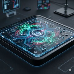 Una imagen conceptual de un chip fotónico