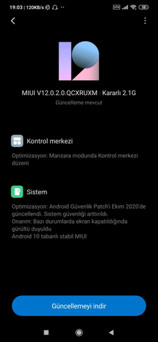 V12.0.2.0.QCXRUXM para el Redmi Note 8T. (Fuente de la imagen: Blog de Adimorah)