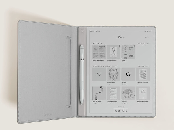 El Montblanc Digital Paper tiene una pantalla monocroma en blanco y negro. (Fuente de la imagen: Montblanc)