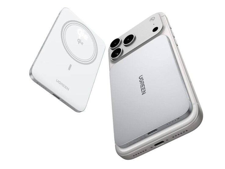 El banco de energía magnético Ugreen MagFlow Air blanco (5000mAh, Qi2 15W)