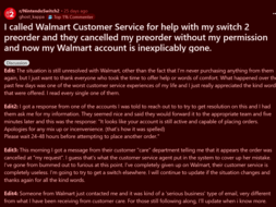 Walmart canceló el pedido anticipado de Switch 2 testimonio#1 (Fuente de la imagen: captura de pantalla, subreddit de Nintendo Switch 2)