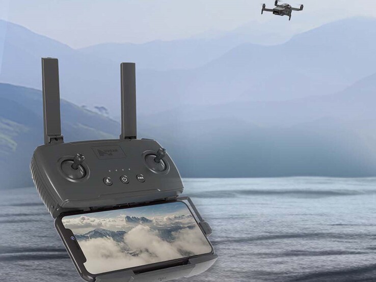 El mando a distancia puede sujetarse con un smartphone. (Fuente de la imagen: Hubsan)