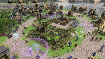 Una imagen que muestra un pueblo en Age of Mythology: Retold.
