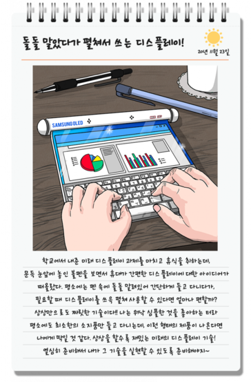 El concepto de smartphone enrollable de Samsung (imagen a través de la pantalla de Samsung)