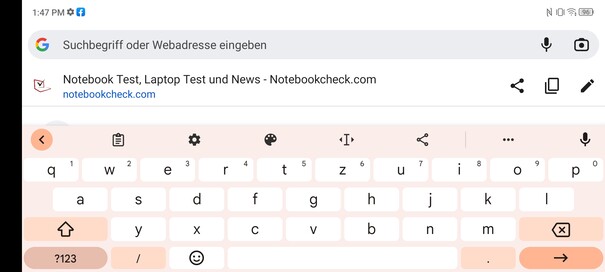 Teclado en modo apaisado