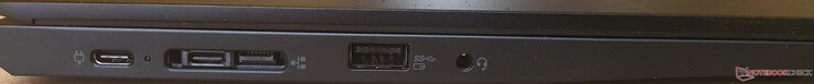 Izquierda: 2 puertos USB-C 3.2 Gen2/docking (10 GBit/s), USB-A 3.2 Gen1 (5 GBit/s), puerto de audio combinado