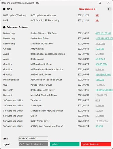 Dependiendo de las opciones, puede aparecer otra pantalla: Actualizaciones