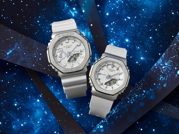 La GM-2110SH-7A y la GM-S2110SH-7A blancas capturan el brillo de una mágica estrella fugaz. (Fuente de la imagen: Casio)