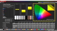 CalMAN ColorChecker (perfil: predeterminado, espacio de color de destino: P3)