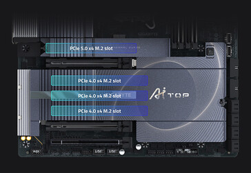 El PC para juegos RTX 5090 puede alojar varias unidades SSD (Fuente de la imagen: Gigabyte)