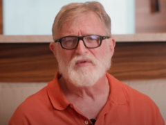 Una captura de pantalla del mensaje de vídeo pregrabado de Gabe Newell para el Internacional 2025 (fuente de la imagen: DotaCinema YT)