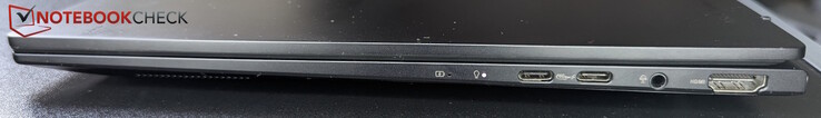 Derecha: USB-C (USB 4, hasta 40 Gb/s), USB-C (USB 3.2 Gen 2, 10 Gb/s)