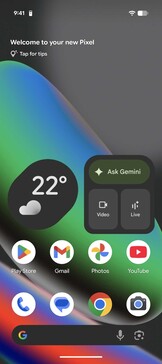 Interfaz de usuario del Google Pixel basada en Android 16: Homescreen