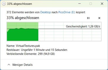 Inicio de copia hasta aprox. 40 s: 1.3 GB/s