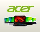 El logotipo de Acer con una línea de portátiles. 