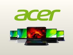 El logotipo de Acer con una línea de portátiles. 