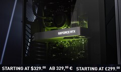 Los precios de venta al público de Nvidia para la GeForce RTX 3060 son de 329 dólares/329 euros/ 299 libras. (Fuente de la imagen: Nvidia - editado)