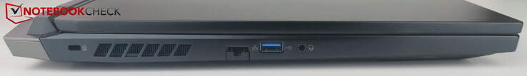 Izquierda: Kensington, LAN, USB-A, puerto de auriculares