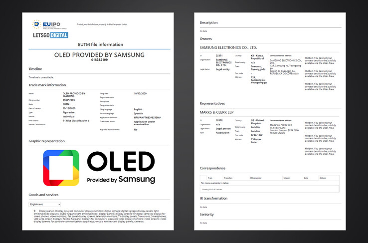 La nueva solicitud de marca de Samsung. (Fuente: EUIPO a través de LetsGoDigital)