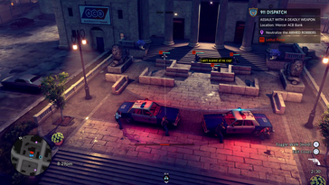 Respuesta policial a un asalto activo en el exterior de un banco del centro de Averno City (Fuente de la imagen: Fallen Tree Games)