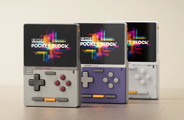 El Ayaneo Konkr Pocket Block en Original Grey, Cube Purple y Atoms White.
