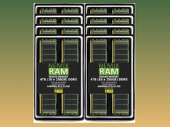 Un render del kit RDIMM DDR5 de 16 módulos y 4 TB de Nemix (fuente de la imagen: Nemix)