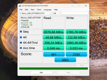 Rendimiento tras la actualización del controlador con mi SSD principal de 512 GB.