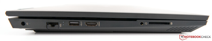 Izquierda: Fuente de alimentación, Gigabit RJ45, USB 3.1 Gen. 1 (HP Sleep and Charge), HDMI 2.0b, 3.5 mm combo audio, lector de tarjetas SD