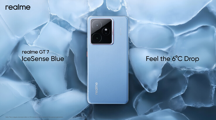 Realme GT 7 en color Azul IceSense. (Fuente de la imagen: X)