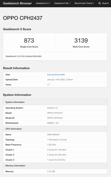 (Fuente de la imagen: Geekbench)