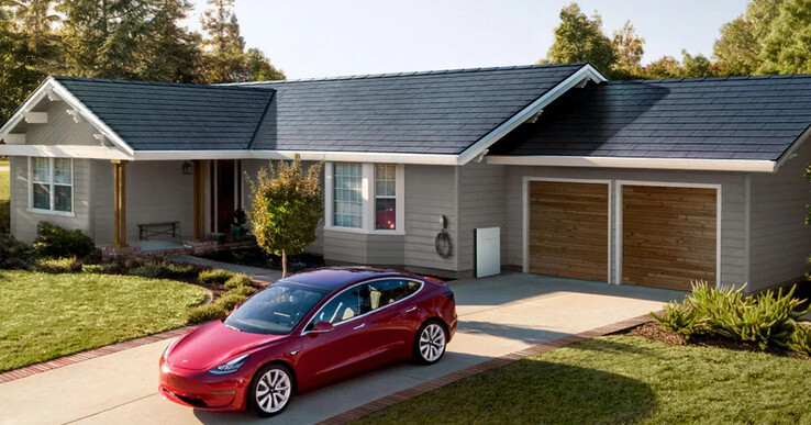 Ejemplo de tejado solar Tesla realizado (Imagen: Tesla)