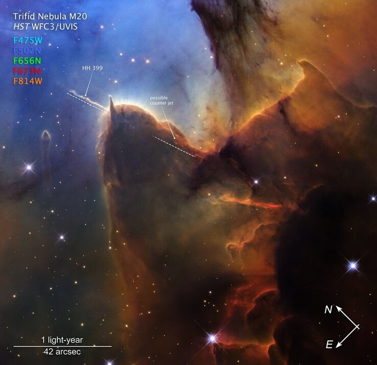Una imagen de la nebulosa Trífida tomada por el telescopio espacial Hubble.