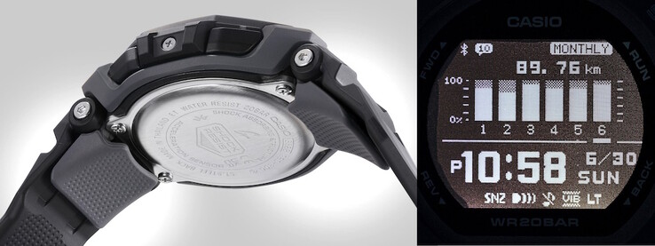 El GBD-300 utiliza una banda texturizada que evita la adherencia debida al sudor, al tiempo que garantiza un ajuste seguro para una fácil visualización de la pantalla LCD MIP que puede autoiluminarse por la noche con un giro de muñeca. (Fuente: Casio)