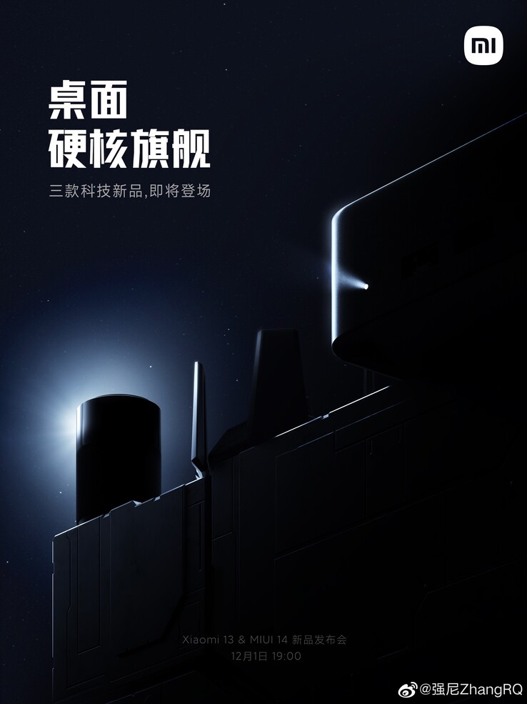 ...podría acompañarse de un PC completo en el escenario durante el evento 13/MIUI 14. (Fuente: I am HYK vía Weibo, Xiaomi vía Weibo)