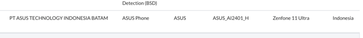 Se ha descubierto una entrada para el Asus Zenfone 11 Ultra en la autoridad de certificación indonesia SDPPI.