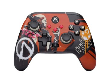 El mando de Borderlands 4 tiene un esquema de colores naranja y negro con murales y logotipos sacados del juego. (Fuente de la imagen: PowerA)