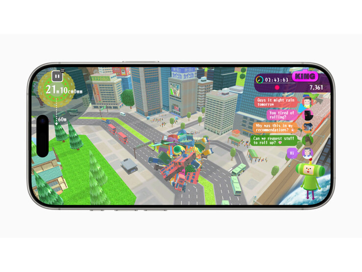 Una captura de pantalla de Katamari Damacy Rolling Live siendo jugado en un iPhone. (Fuente de la imagen: Apple)