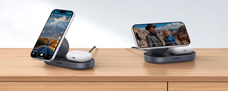 El cargador inalámbrico magnético 2 en 1 de 15 W de Ugreen. (Fuente de la imagen: Ugreen)