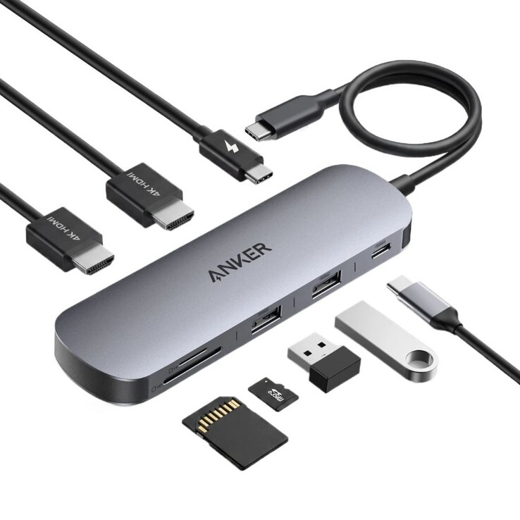 El Hub USB-C Anker Nano (8 en 1, doble pantalla)