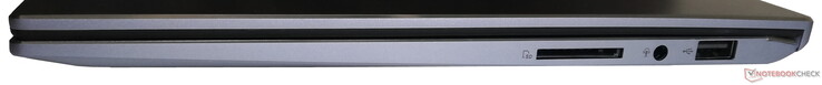 Lado derecho: Lector de tarjetas SD, conector combinado de audio de 3,5 mm, 1x USB 2.0 Tipo-A