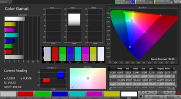 Espacio de color CalMan (espacio de color de destino: sRGB)
