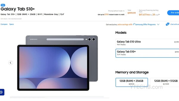 La Galaxy Tab S10+ tendrá una pantalla de 12,4 pulgadas. (Fuente de la imagen: Samsung vía Ytechb)