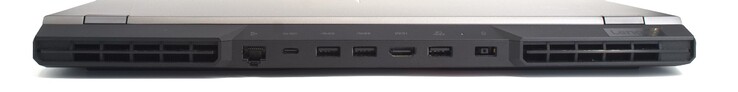 Puerto LAN Rj45; USB-C 3.1 con DisplayPort 1.4 y PD; 2 puertos USB tipo A (3.2 Gen 1); HDMI; puerto USB tipo A (3.2 Gen 1/always-on); puerto de alimentación propietario