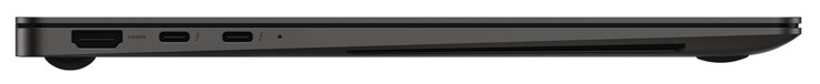 Lado izquierdo: HDMI, 2x Thunderbolt 4 (USB-C; Power Delivery, DisplayPort)