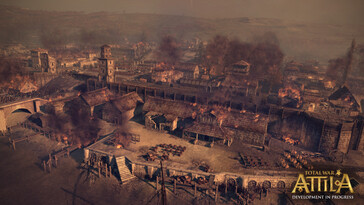 Una imagen que muestra una ciudad en Total War: Attila.