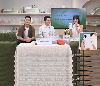 Una captura de pantalla de la sesión de presentación en directo del OnePlus 15T (traducción automática)