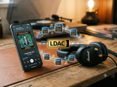 El smartphone transmite música en alta resolución a los auriculares