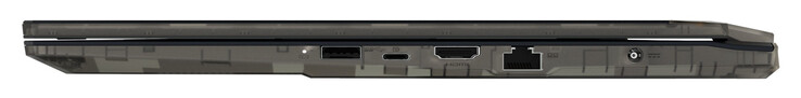 Lado derecho: USB 3.2 Gen 1 (USB-A), USB 3.2 Gen 1 (USB-C; DisplayPort), HDMI 2.1, Gigabit Ethernet, puerto de alimentación