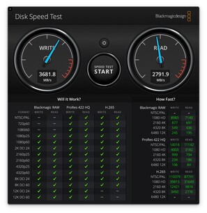 MacBook Air M1: Prueba de velocidad de disco Blackmagic
